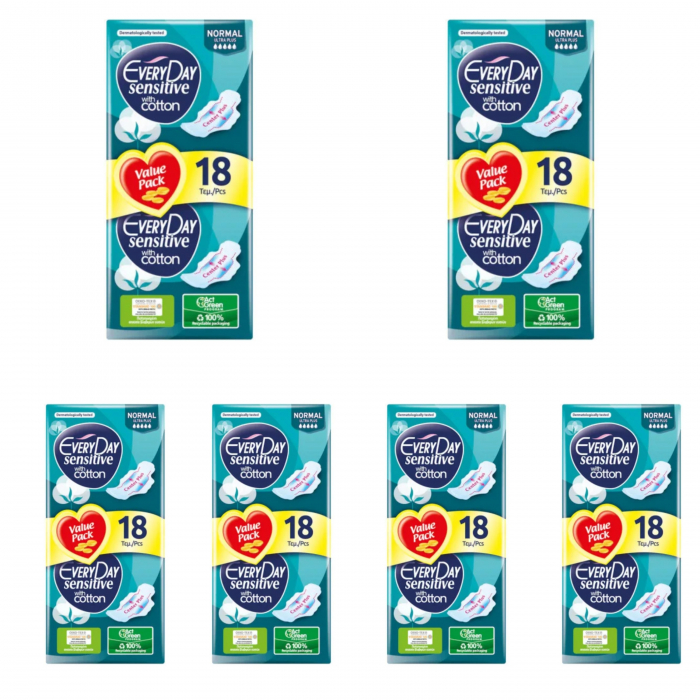 Set 6 x Absorbante Everyday Sensitive Normal, 18 buc [1]
