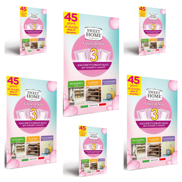 Set 6 X Odorizant Saculeti parfumati 3buc/set pentru haine, Gocce di Seta [1]