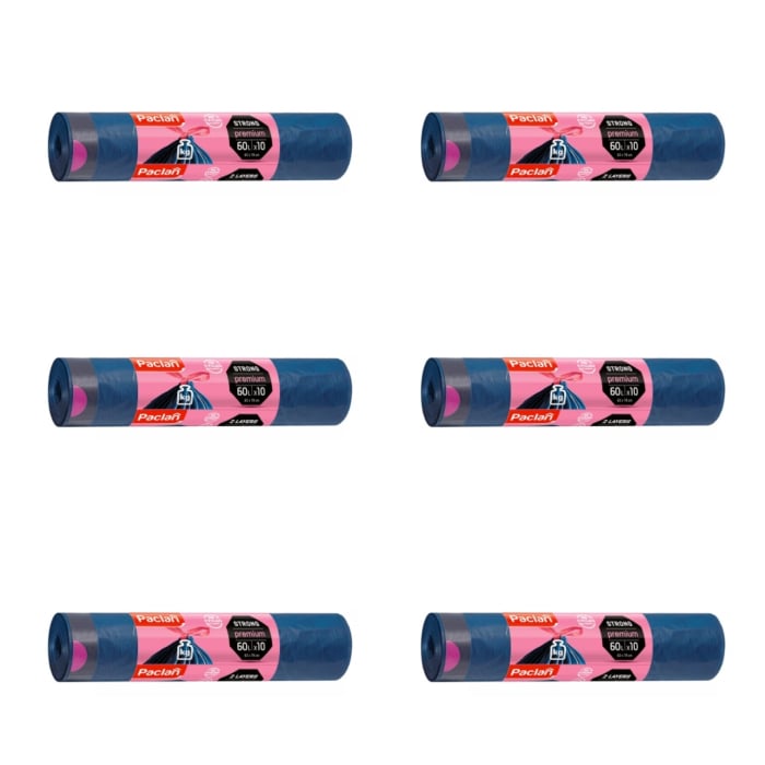 Set 6 X Saci menajeri cu snur Paclan Premium Strong 60l 63cmx78cm 10buc [1]
