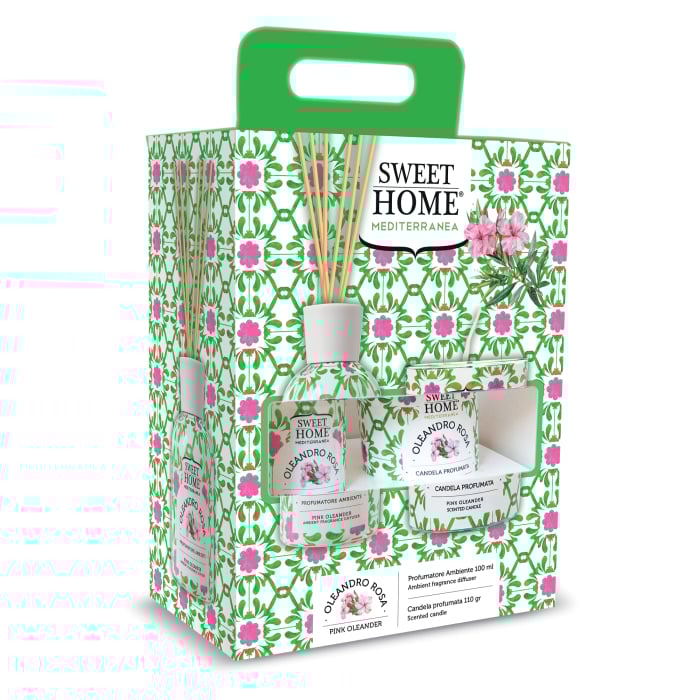 Set cadou odorizant cu betisoare si lumanare parfumata, Oleandro rosa [1]