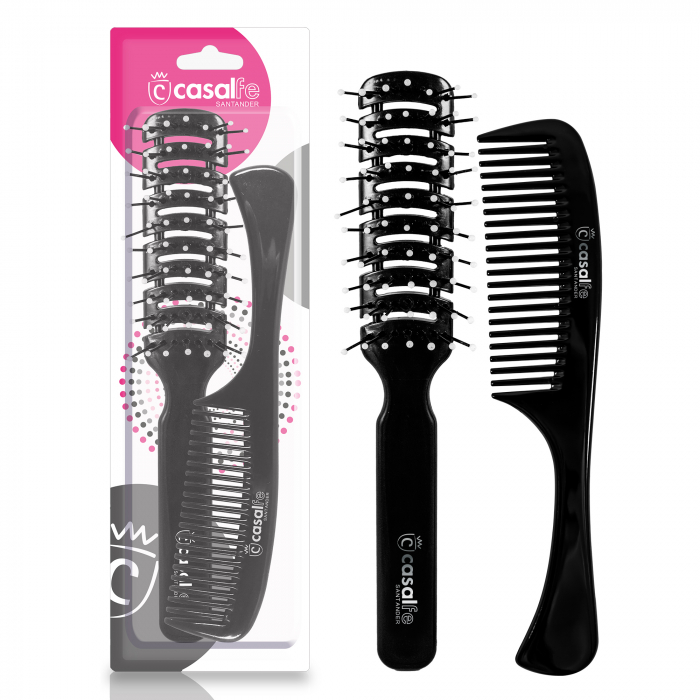 Set cu perie de par aerisita si pieptan, negru, Casalfe 1011 [2]