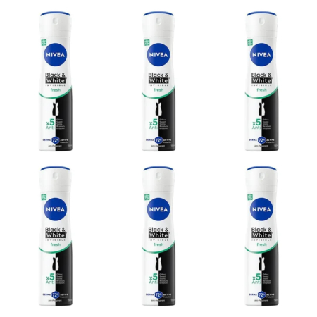 Deodorante si antiperspirante - SET 6X Deodorant antiperspirant 48h Nivea Black&White FRESH 200 ml