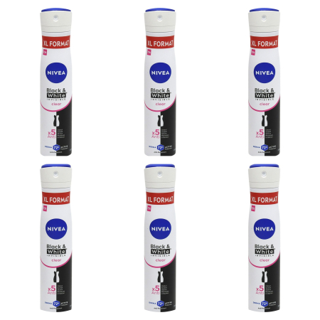 Ingrijire personala & Cosmetice - SET 6X Deodorant Black & White Invisible Clear , Nivea, 200 ml