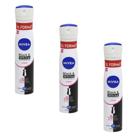 Ingrijire personala & Cosmetice - SET X3 Deodorant Black & White Invisible Clear , Nivea, 200 ml
