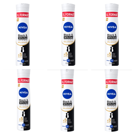 Deodorante si antiperspirante - SET 6X Deodorant Spray NIVEA Black & White Invisible Silky Smooth, 200ML