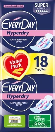 Tampoane si absorbante - Absorbante Everyday Hyperdry Super, 18 buc