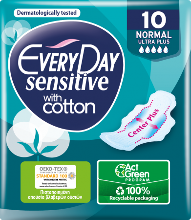 Ingrijire personala & Cosmetice - Absorbante Everyday Sensitive Cotton Normal, 10 buc