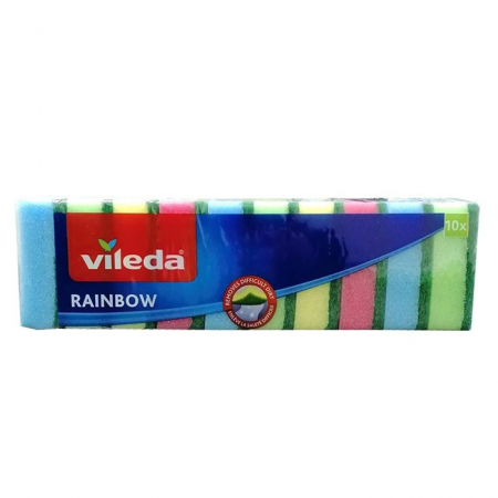 Bureti de vase si lavete - Burete vase Vileda Rainbow, 10 bucati/set