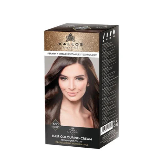 Ingrijire par - Kallos Glow Vopsea de păr 550, mahon maro, 60 ml