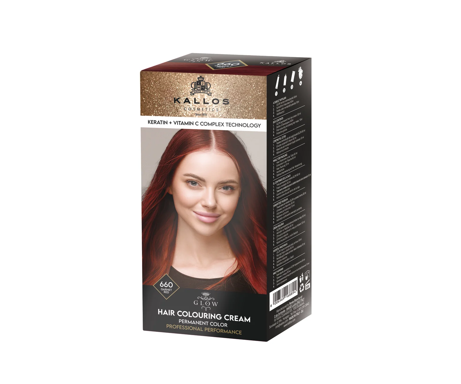 Ingrijire personala & Cosmetice - Kallos Glow Vopsea de păr 660, rosu garnet, 60 ml