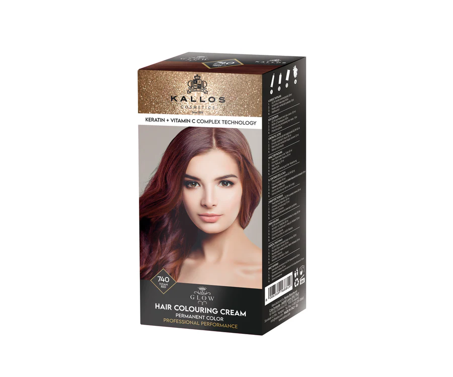 Ingrijire personala & Cosmetice - Kallos Glow Vopsea de păr 740, rosu titian, 60 ml