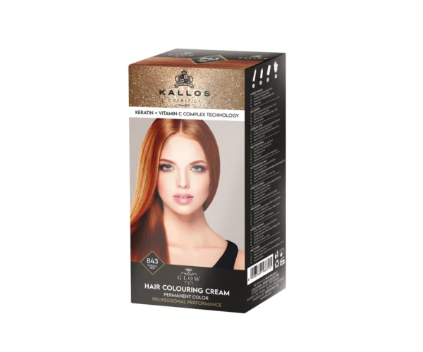 Ingrijire personala & Cosmetice - Kallos Glow Vopsea de păr 843, roșcat Coral, 60 ml