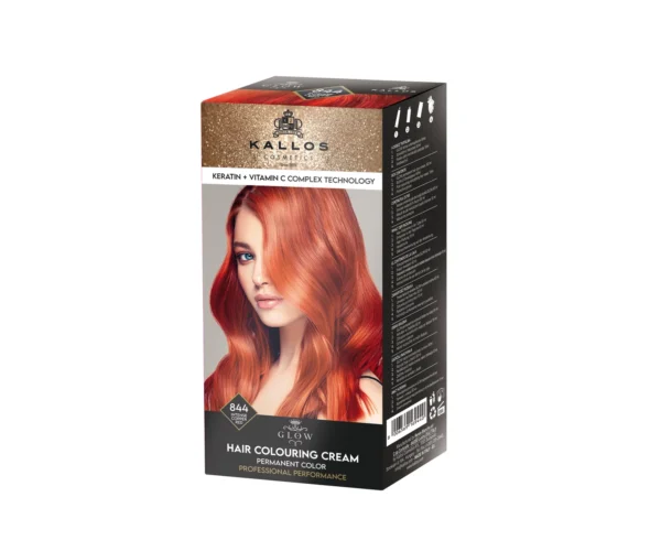 Ingrijire personala & Cosmetice - Kallos Glow Vopsea de păr 844, roșcat arămiu intensiv, 60 ml
