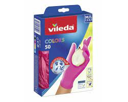 Casa - Manusi de unica folosinta Vileda Colors din nitril, 50 bucati (25 perechi), marimea M/L