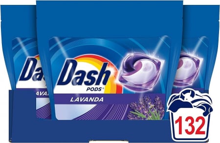 Detergent rufe - Pachet Detergent Pernute Dash Lavanda, 3 X 44 capsule