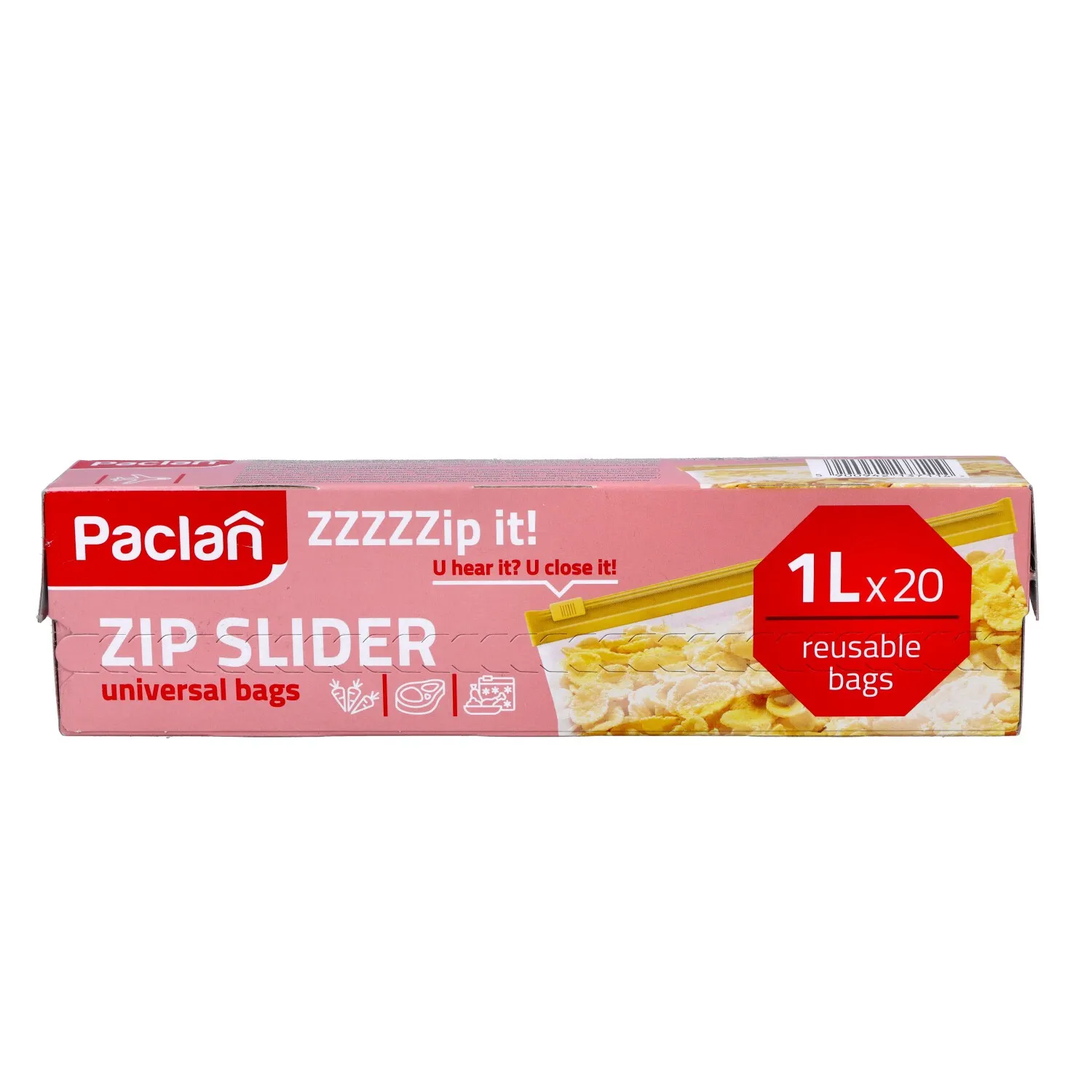 Produse curatare bucatarie - Pungi alimentare cu inchidere cu fermoar Paclan Zip  Universal Slider 1l 20buc