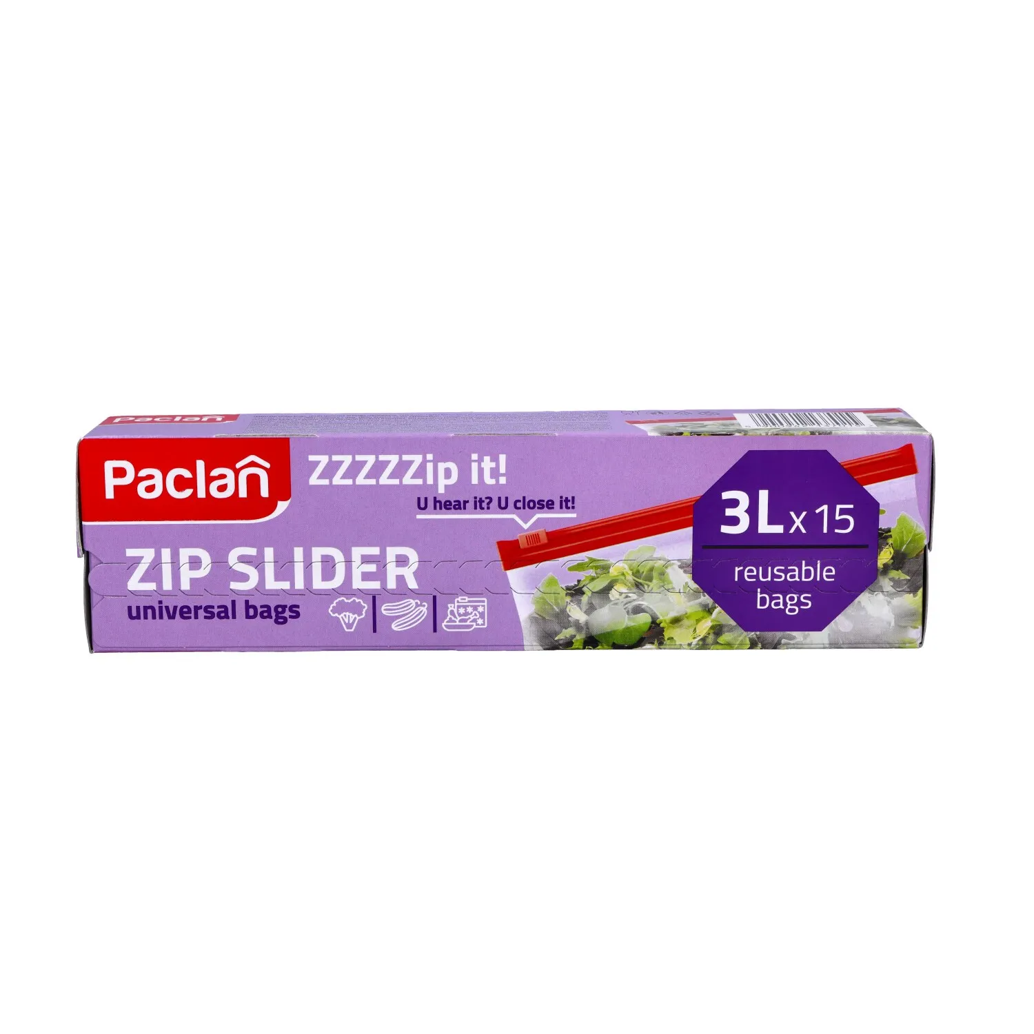 Produse curatare bucatarie - Pungi alimentare cu inchidere cu fermoar Paclan Zip Universal Slider 3l 15buc