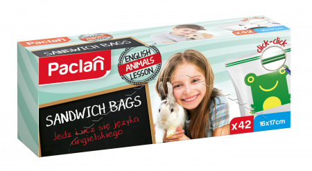 Produse curatare bucatarie - Pungi cu fermoar pentru sandwich Paclan, 42 buc