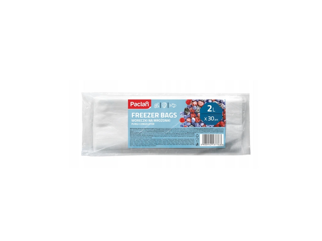 Casa - Pungi de congelare Paclan, set 30 buc, 2L, rezistente, polietilena, pentru alimente