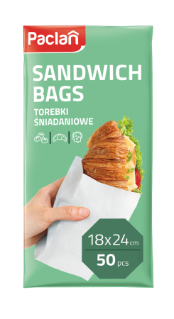 Folii si pungi alimentare - Pungi din hartie pentru sandwich Paclan, 18x24.5 cm, 50 buc
