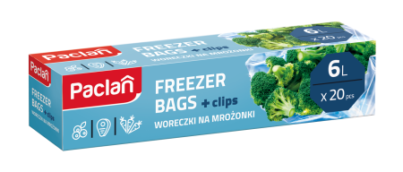 Folii si pungi alimentare - Pungi pentru congelator Paclan, 6 L, 29 x 44 cm, 20 buc