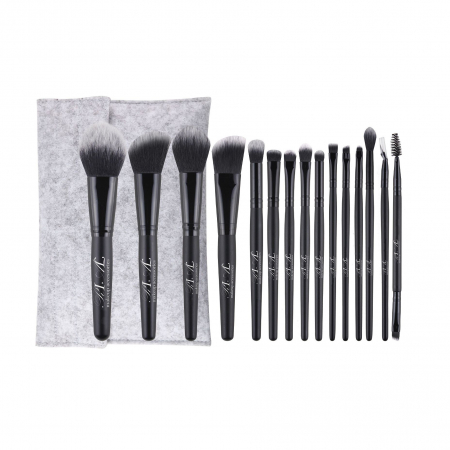 Aplicatoare si pensule machiaj - Set 15 Pensule Profesionale de Machiaj Rial Makeup