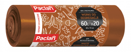 Saci menajeri - Saci menajeri Paclan, pentru deseuri organice, 60L, maro, set 20 bucati, 60 x 72 cm - Paclan