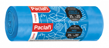 Saci menajeri - Saci menajeri Paclan, pentru hartie, 35L ,  albastru, set 20 bucati, 50 x 60 cm