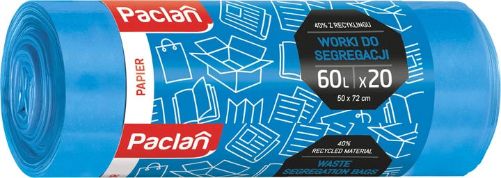 Saci menajeri - Saci menajeri Paclan, pentru hartie, 60L ,albastru, set 20 bucati, 50 x 60 cm