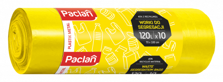 Saci menajeri - Saci menajeri Paclan, pentru plastic, 120 L , galbeni set 10 bucati, 70x 100 cm