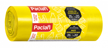 Saci menajeri - Saci menajeri Paclan, pentru plastic, 35 L , galbeni set 20 bucati, 50 x 60 cm