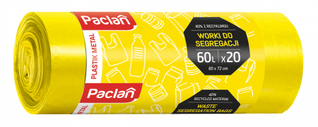 Saci menajeri - Saci menajeri Paclan, pentru plastic, 60 L , galbeni set 20 bucati, 60 x 72 cm