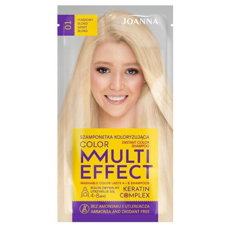 Vopsea de par si oxidant - Șampon nuanțator fără amoniac Joanna Multi Effect 01, Blond Cendre, 35 ml