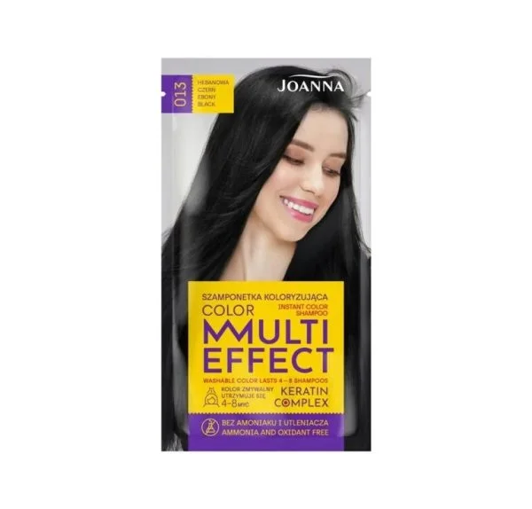 Vopsea de par si oxidant - Șampon nuanțator fără amoniac Joanna Multi Effect 013, Negru Ebonită, 35 gr