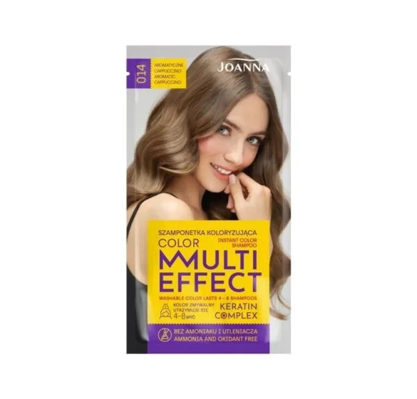 Vopsea de par si oxidant - Șampon nuanțator fără amoniac Joanna Multi Effect 014, Capuccino, 35 gr