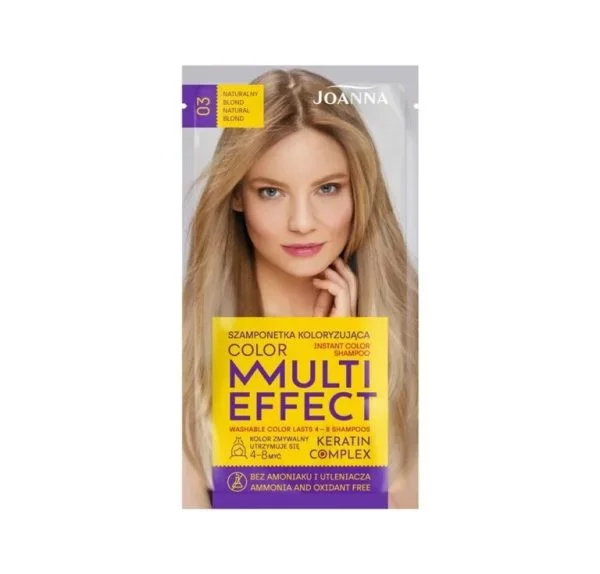 Vopsea de par si oxidant - Șampon nuanțator fără amoniac Joanna Multi Effect 03, Blond Natural, 35 ml
