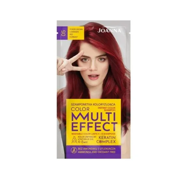 Vopsea de par si oxidant - Șampon nuanțator fără amoniac Joanna Multi Effect 05, Roșu Coacăză, 35 ml