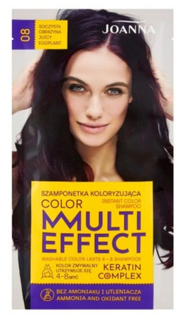Vopsea de par si oxidant - Șampon nuanțator fără amoniac Joanna Multi Effect 08, Vânătă Coaptă, 35 gr