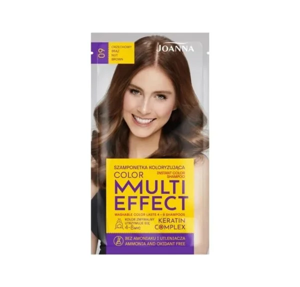 Vopsea de par si oxidant - Șampon nuanțator fără amoniac Joanna Multi Effect 09, Cafeniu Nucă, 35 gr
