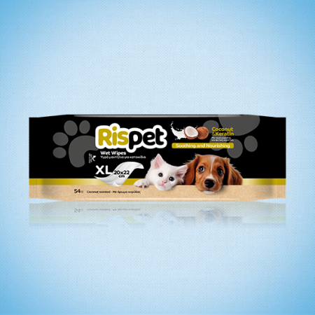 INGRIJIRE ANIMALE - Șervețele de curățare pentru animale de companie Rispet cu nucă de cocos și keratină 54 buc