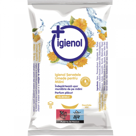 Ingrijire personala & Cosmetice - Servetele umede pentru maini, 15 bucati, Igienol