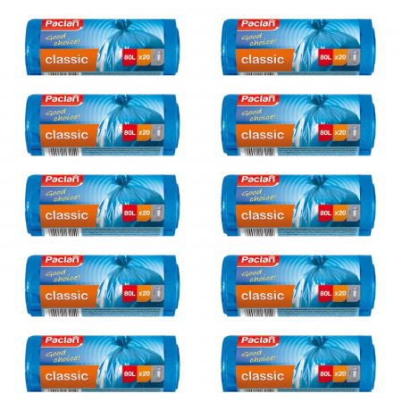 Saci menajeri - Set 10 x Saci menajeri Paclan Classic 80l albastri 70cmx90cm 20buc