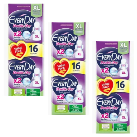 Ingrijire personala & Cosmetice - Set 3 X Absorbante Everyday Double-Dry XL, 16 buc