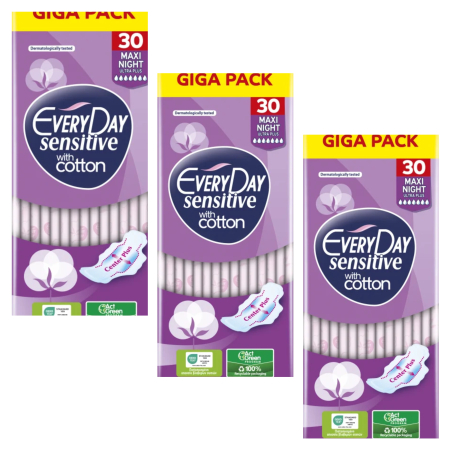 Ingrijire personala & Cosmetice - Set 3 X  Absorbante Everyday Sensitive Maxi night , 30 buc