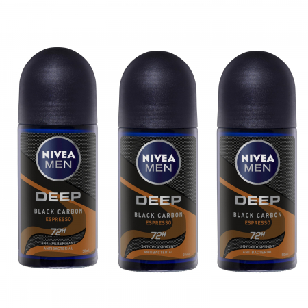 Deodorante si antiperspirante - Set 3 x deodorant roll-on NIVEA MEN Deep Espresso, 50 ml