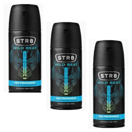 Deodorante si antiperspirante - Set 3 X Deodorant Spray  Wild Beat, Barbati, 150 ml
