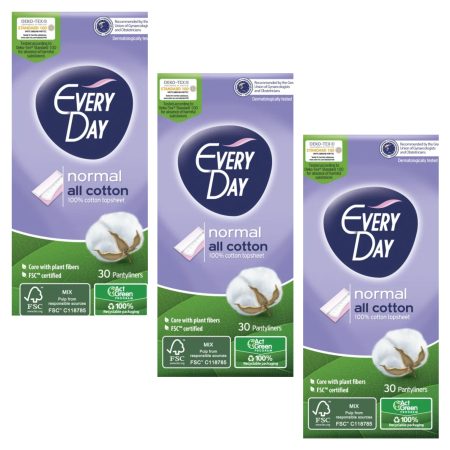 Ingrijire personala & Cosmetice - Set 3 X Protej-slipuri Everyday Normal All Cotton, 30 buc