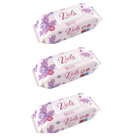 Copii & Bebe - Set 3 X Servetele umede Vals cu Liliac, 120 buc