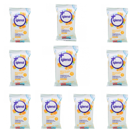 Ingrijire personala & Cosmetice - Set 10 X Servetele umede pentru maini galbenele Igienol, 15 pcs