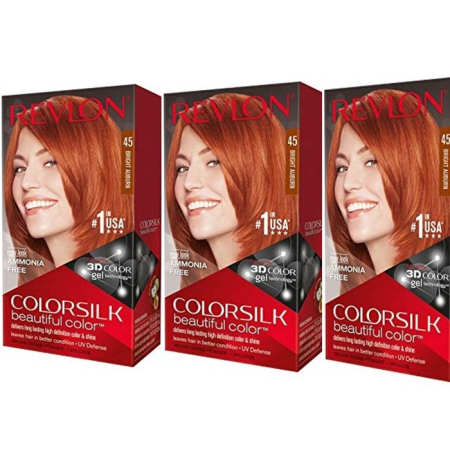 Vopsea de par si oxidant - SET 3X Vopsea Color Silk Fara Amoniac  Nr. 45 Blond Aramiu Luminos